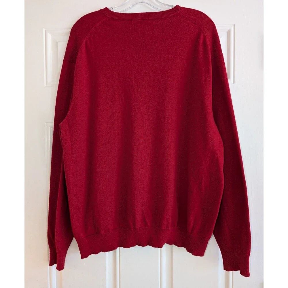 Chaps Sweater Men's Size XL Red V-Neck 95% Cotton 5% Cashmere Grandpa Dadcore